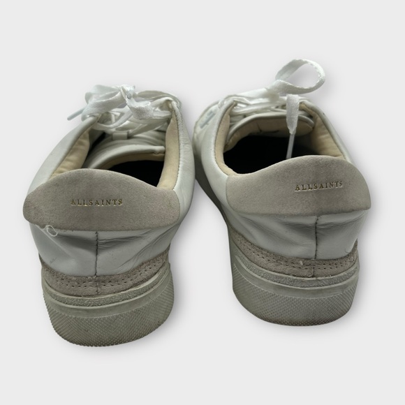 All Saints Trish Leather Trainers Sneakers Lace‎ Up Low Top Chalk White Size 8 - Picture 4 of 7